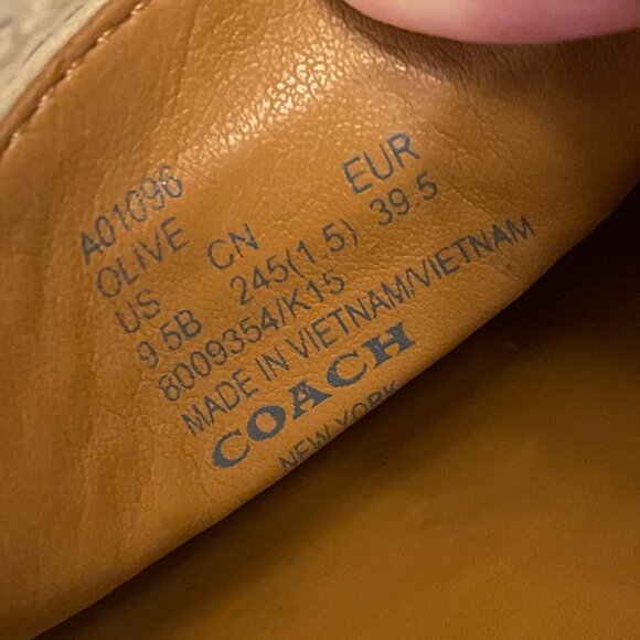 Women's Coach Snakeskin Textured Leather Loafers Olive A01096 Sz 9.5B - Picture 3 of 11